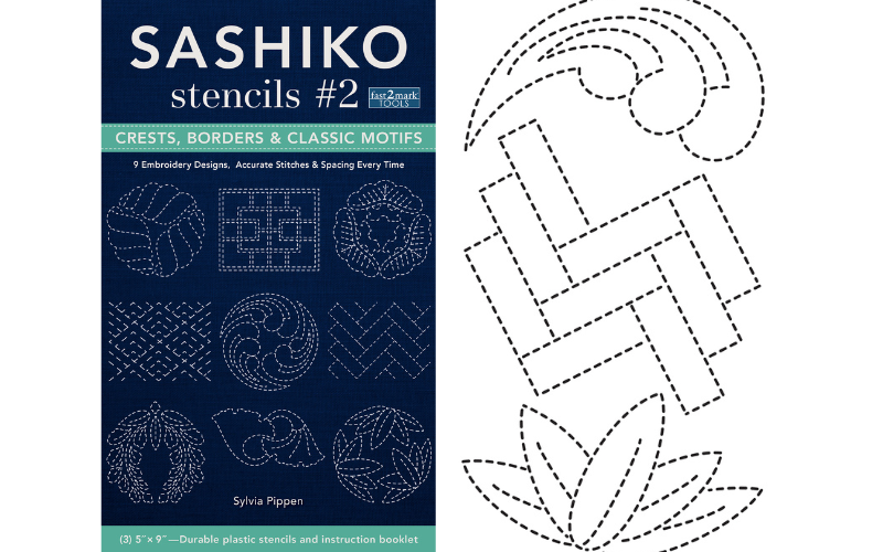 Sashiko Stencils #2 Crests Borders & Classic Motifs: 9 Embroidery Designs 3'' x 5'' Accurate Stitches & Spacing Every Time (Other)