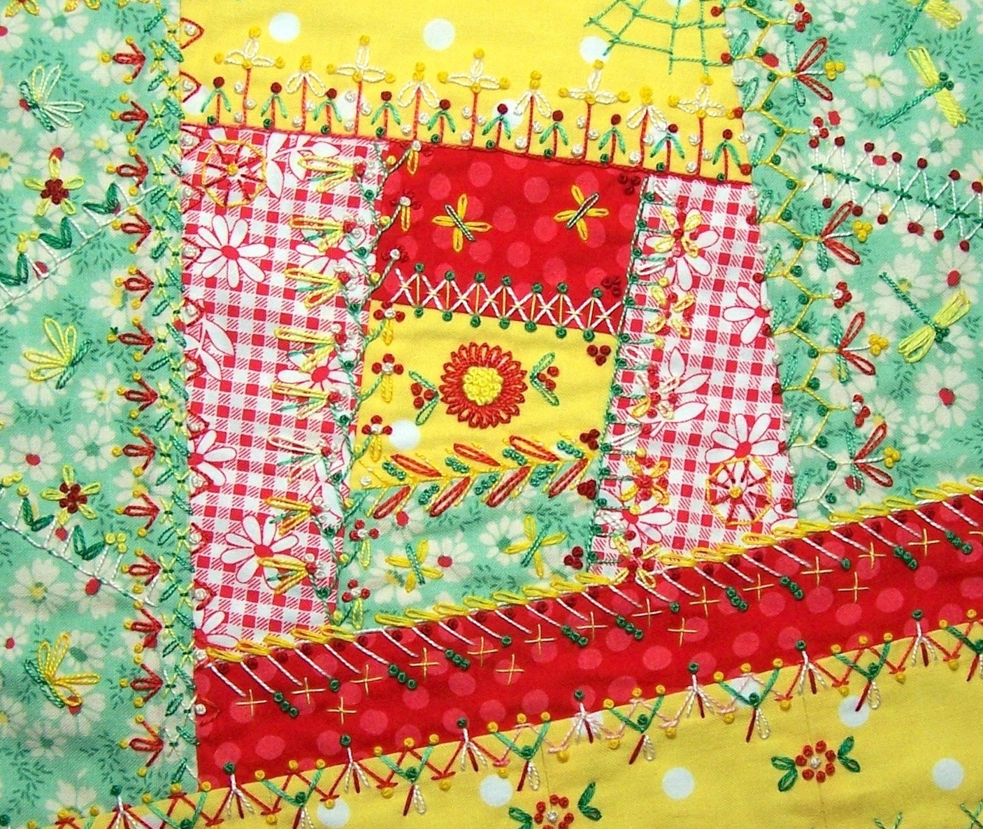 Crazy Quilt Block Embroidery Pattern by Christen Brown