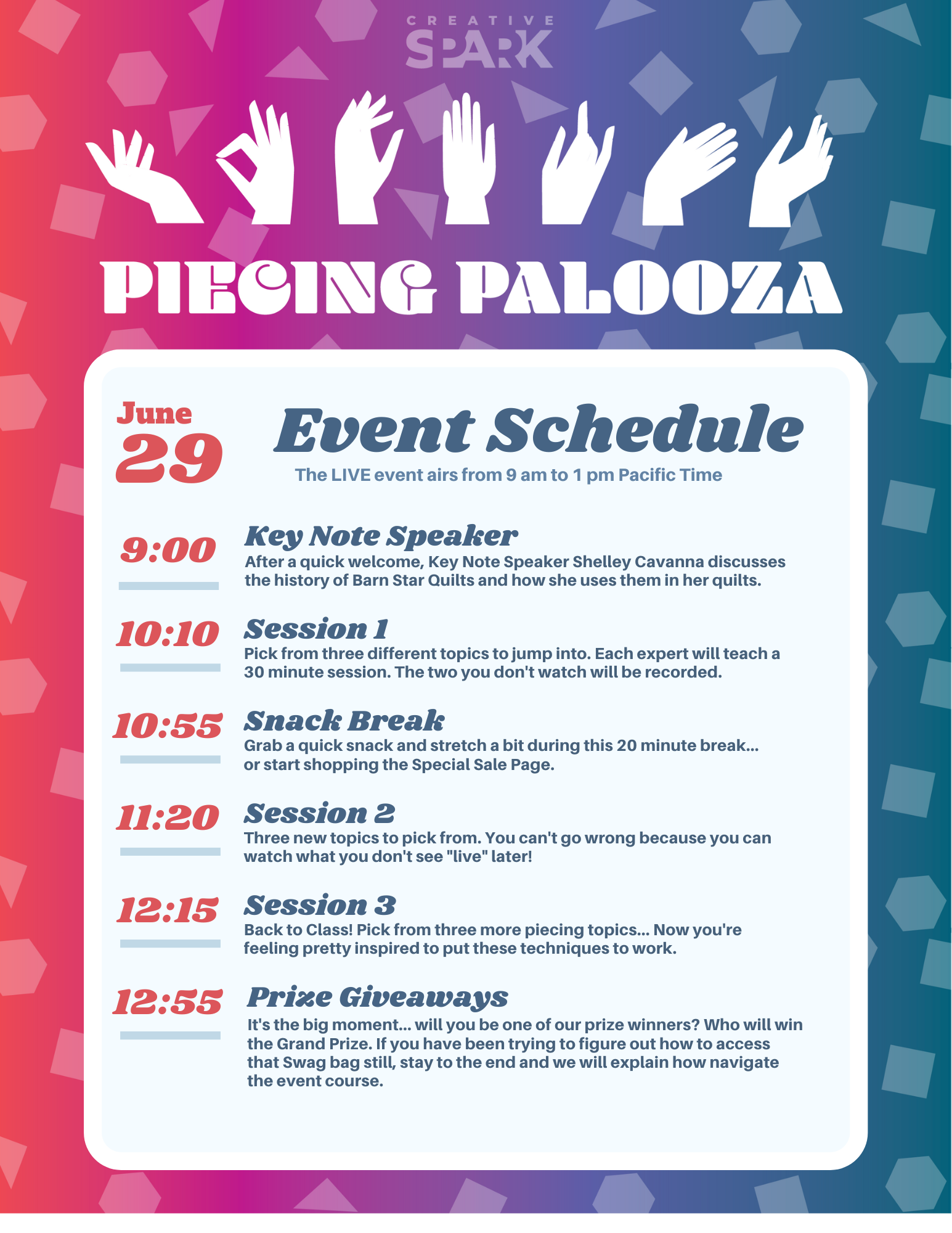 Piecing Palooza 2023 Schedule